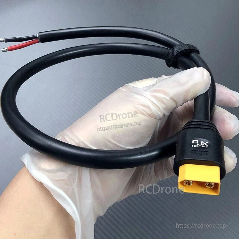 RJX XT90H Male Plug Power Cord LSD-50 80cm, 50A DC 500V, Brass Gold-Plated Connector w/ Fixed Seat