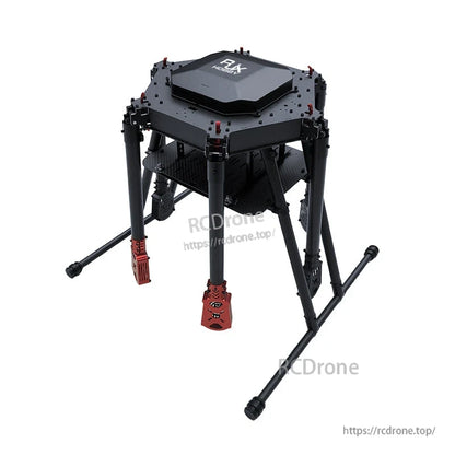 RJX1000 carbon fiber folding hexacopter frame with central top plate and long landing gear skids