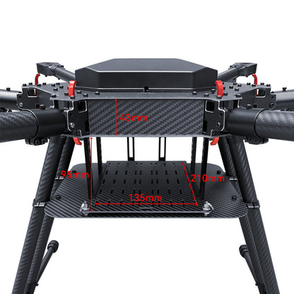 RJX1000 carbon fiber umbrella folding hexacopter frame with landing gear and 210 x 135mm lower mounting plate