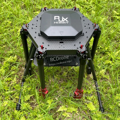 RJX Hobby carbon fiber folding hexacopter frame top plate with cover and tall landing gear legs