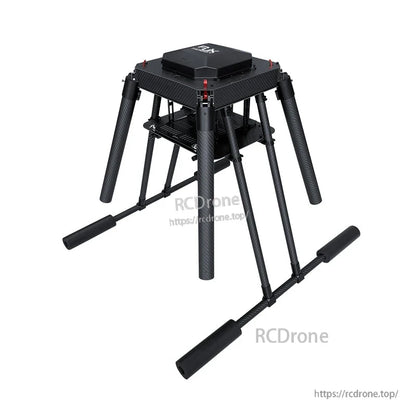RJX1200B carbon fiber quadcopter frame with square center plate and tall landing skid gear