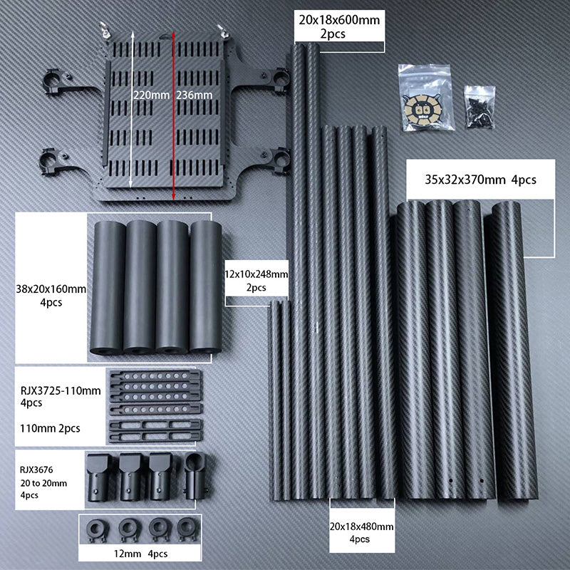 RJX 1200mm Drone, Carbon fiber drone frame with umbrella design, foldable, compact, and motor mounts for industrial use.