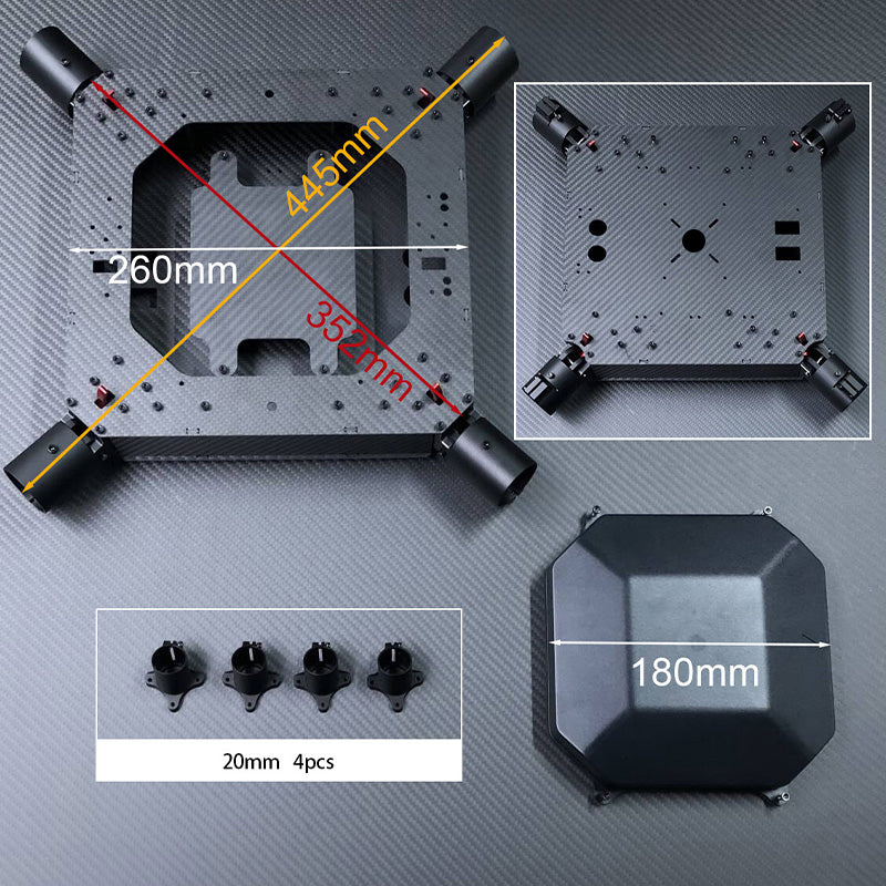 RJX 1200mm Drone, High-performance drone with 60mm arms, large 180mm diaphragm, and four 445mm propellers for enhanced flight capabilities.