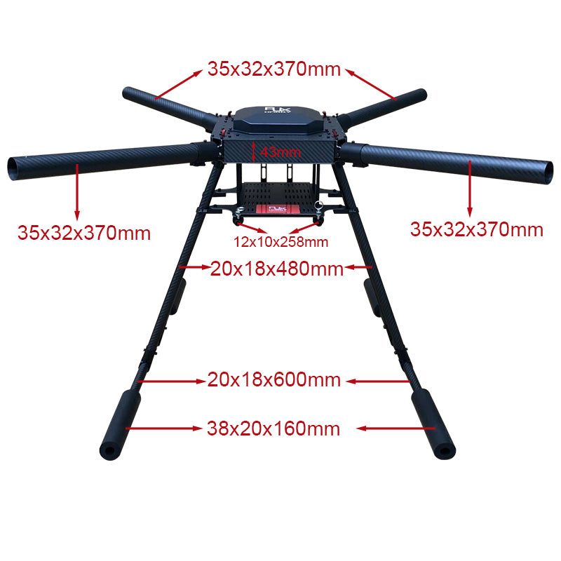 RJX 1200mm Drone, High-performance frame with 1200mm wheelbase, lightweight carbon fiber, and stable design.