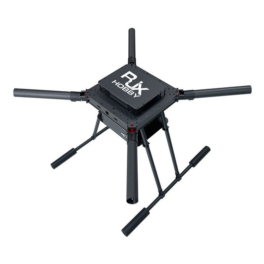 RJX1200D 1200mm carbon fiber folding quadcopter frame with four tube arms, center plate, and landing gear