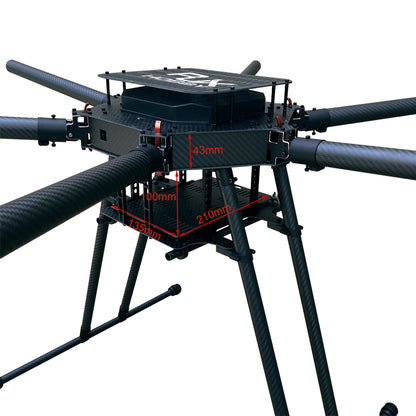 RJXHobby 1300mm Drone Frame - 6-Axis Carbon Fiber Umbrella Folding Hexacopter Frame with Upper and Below Battery Tray for Industrial Drone