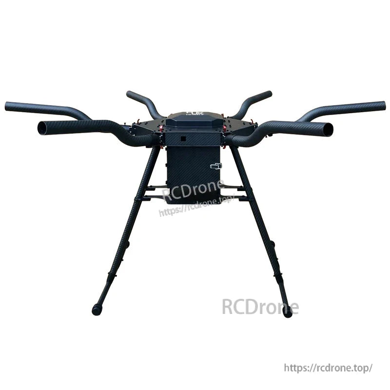 RJX1300D carbon fiber folding hexacopter frame with six tubular arms, center body plate, and tall landing gear