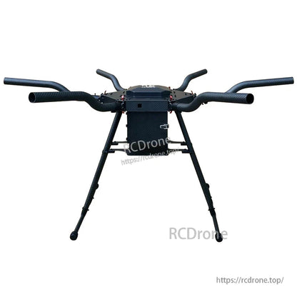 RJX1300D carbon fiber folding hexacopter frame with six tubular arms, center body plate, and tall landing gear