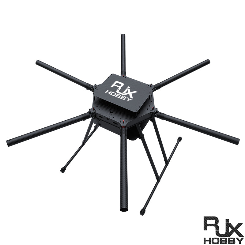 RJX1300F 1300mm carbon fiber 6-axis folding hexacopter frame with central plate and landing legs
