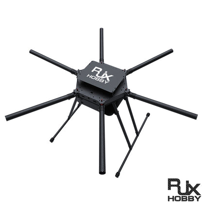 RJX1300F 1300mm carbon fiber 6-axis folding hexacopter frame with central plate and landing legs