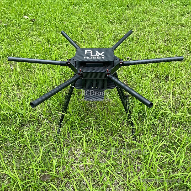 RJX Hobby carbon fiber hexacopter frame with six tubular arms and central hub, shown without motors