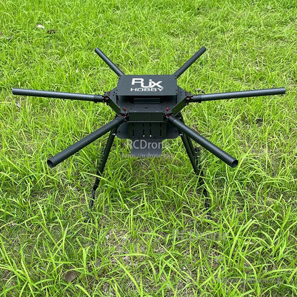 RJX Hobby carbon fiber hexacopter frame with six tubular arms and central hub, shown without motors
