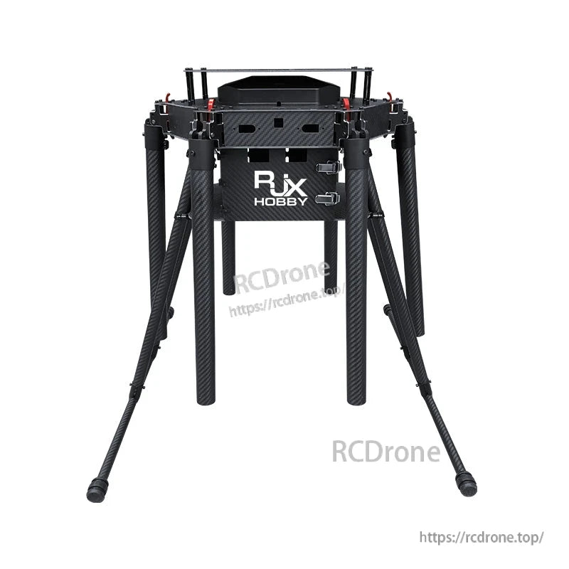 RJX1300F 1300mm carbon fiber umbrella folding hexacopter frame with tall landing legs and top-mounted battery trays