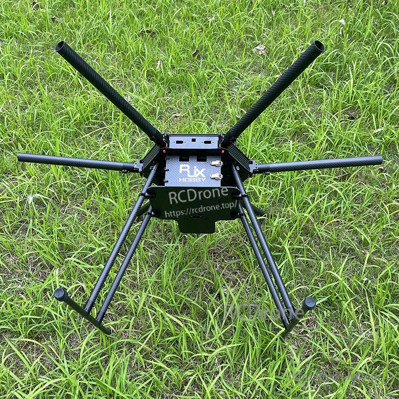 RJX1300F 1300mm folding carbon fiber hexacopter frame with six arms, center plate, and landing gear