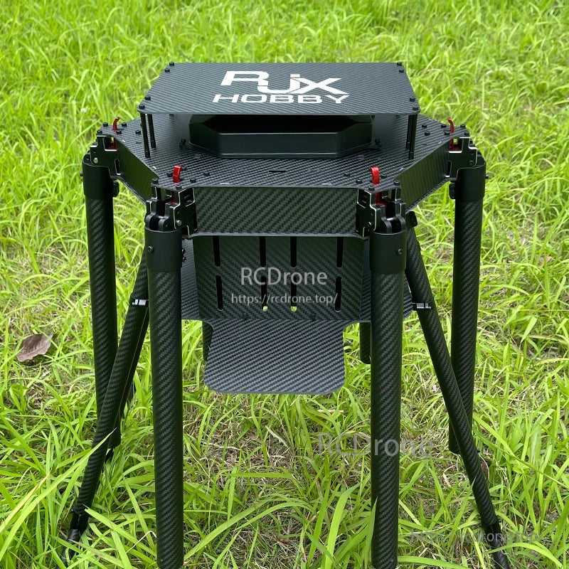 RJX Hobby carbon fiber umbrella folding hexacopter frame center body with landing legs and top plate