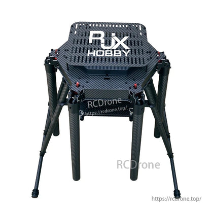 RJX Hobby carbon fiber folding hexacopter frame with central top plate and tall tubular landing gear