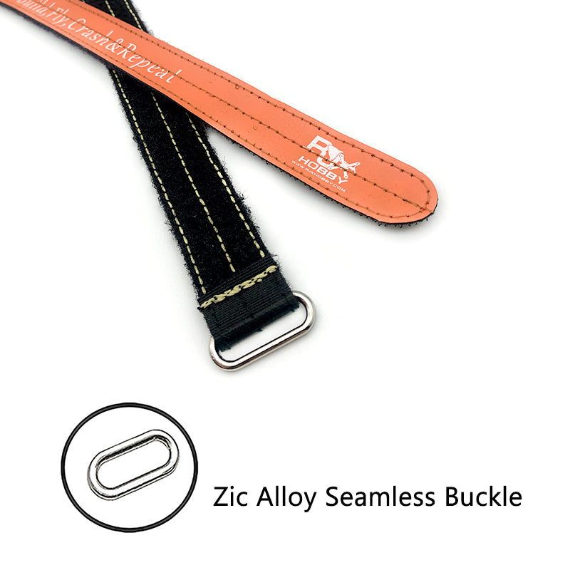 RJXHOBBY Kevlar Stitched Battery Strap, Stitched orange and black battery strap with seamless metal buckle, 20mm wide RC lipo tie-down