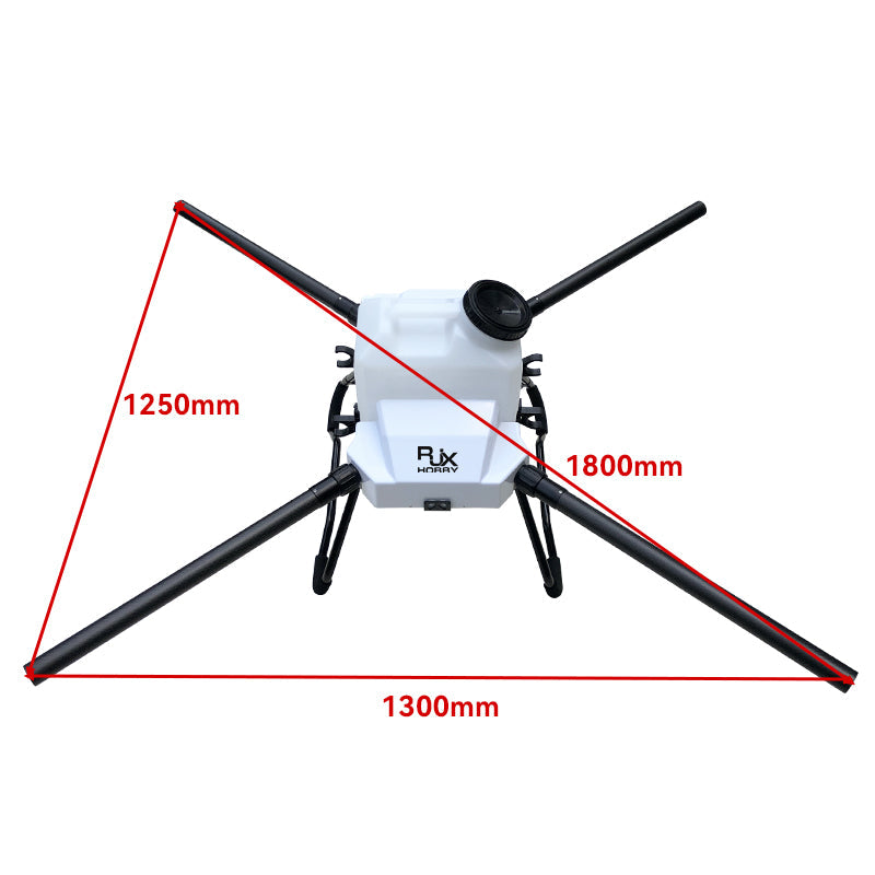 Top view of RJX1800 agricultural spraying drone frame kit with central tank and 1800mm diagonal span
