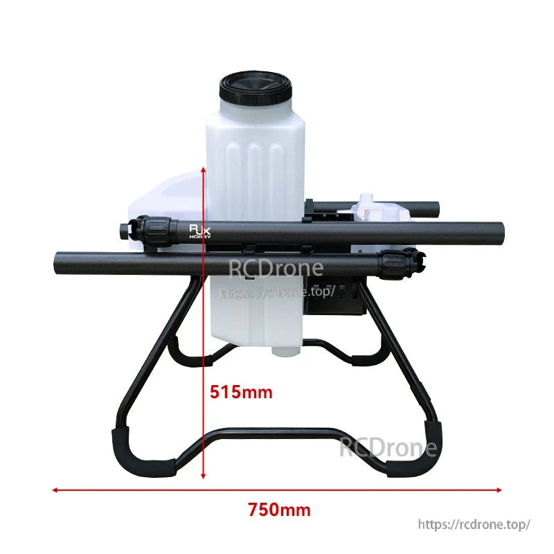 RJX1800 agricultural spraying drone frame kit with 20L tank, carbon fiber arms, landing gear, 750mm width
