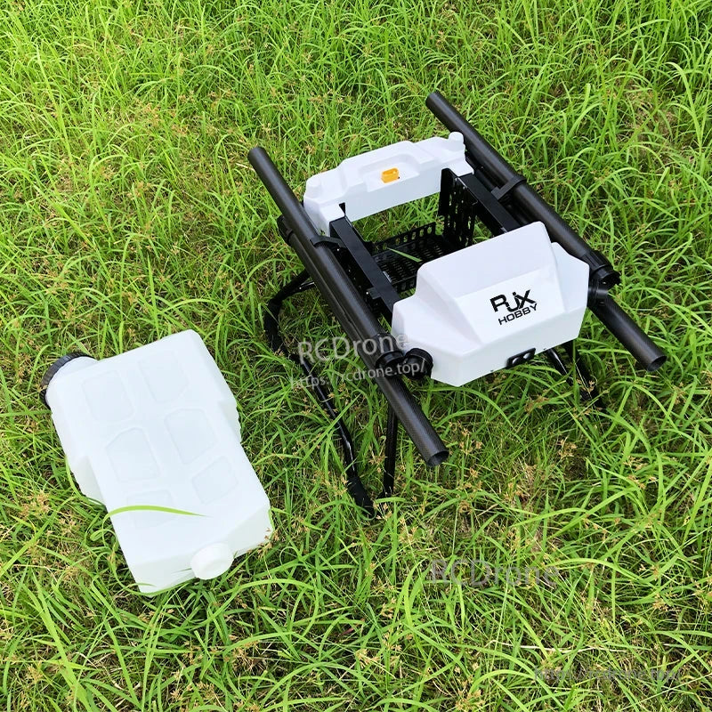 RJX1800 agricultural spraying drone frame kit with carbon-fiber tubes, landing gear, and white liquid tank