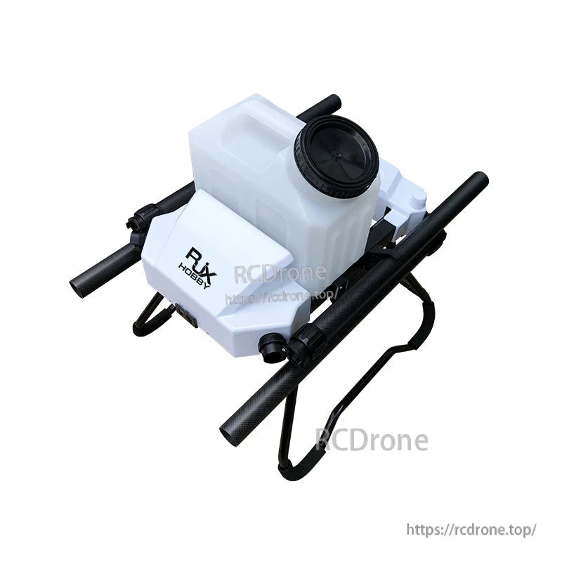 RJX1800 agricultural spraying drone frame kit with integrated white chemical tank, mounting rails and landing skids