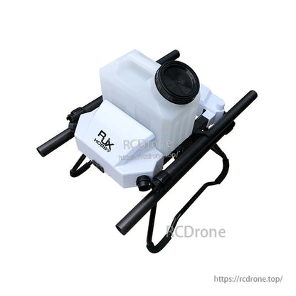 RJX1800 agricultural spraying drone frame kit with integrated white chemical tank, mounting rails and landing skids