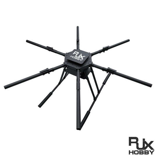 RJX Hobby umbrella folding carbon fiber hexacopter frame with six arms, center plate, and landing legs