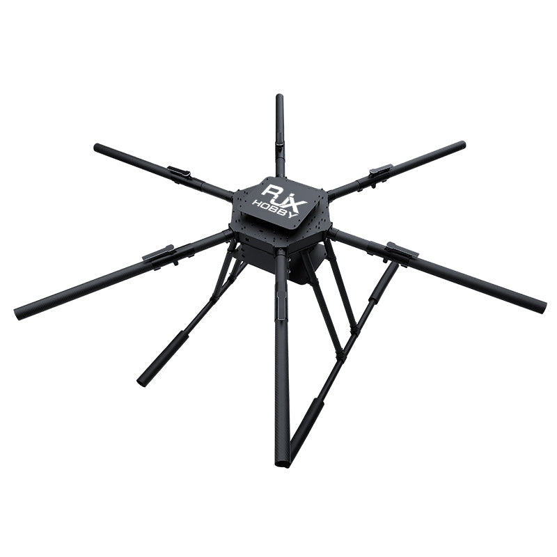 RJX1950A 1950mm 6-axis umbrella folding hexacopter frame with carbon fiber arms and dual center plates for battery mounting
