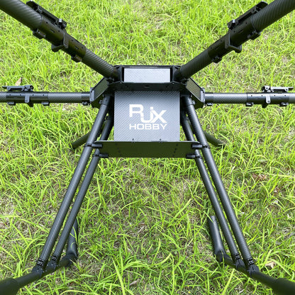 RJX Hobby 1950mm carbon fiber umbrella folding hexacopter frame with dual battery tray plates on grass