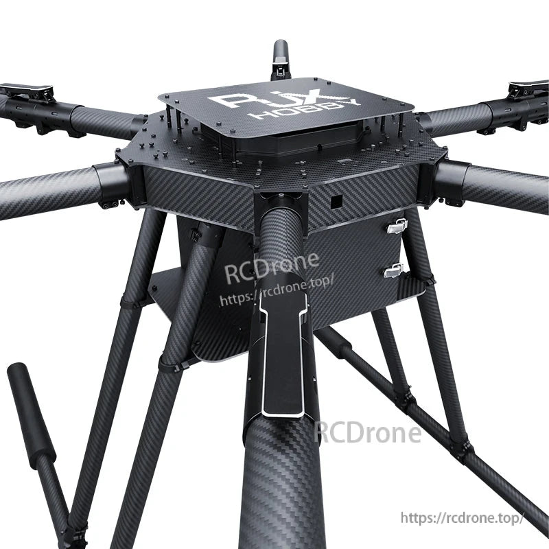 RJX1950A carbon fiber umbrella folding hexacopter frame with tall landing gear and upper equipment plate