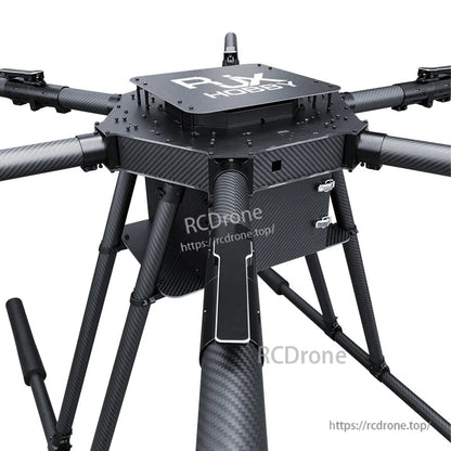 RJX1950A carbon fiber umbrella folding hexacopter frame with tall landing gear and upper equipment plate