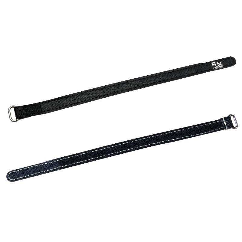 RJXHOBBY 2pcs Kevlar Battery Strap, Two black RJXHOBBY Kevlar battery straps with stitched webbing and metal loop ends (2-pack)