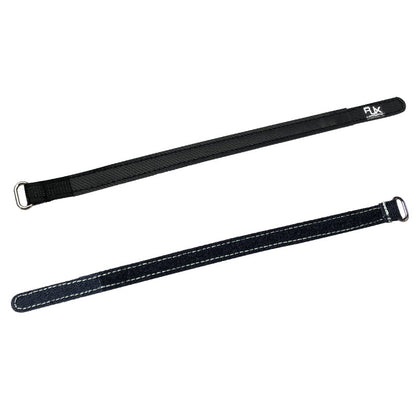 RJXHOBBY 2pcs Kevlar Battery Strap, Two black RJXHOBBY Kevlar battery straps with stitched webbing and metal loop ends (2-pack)