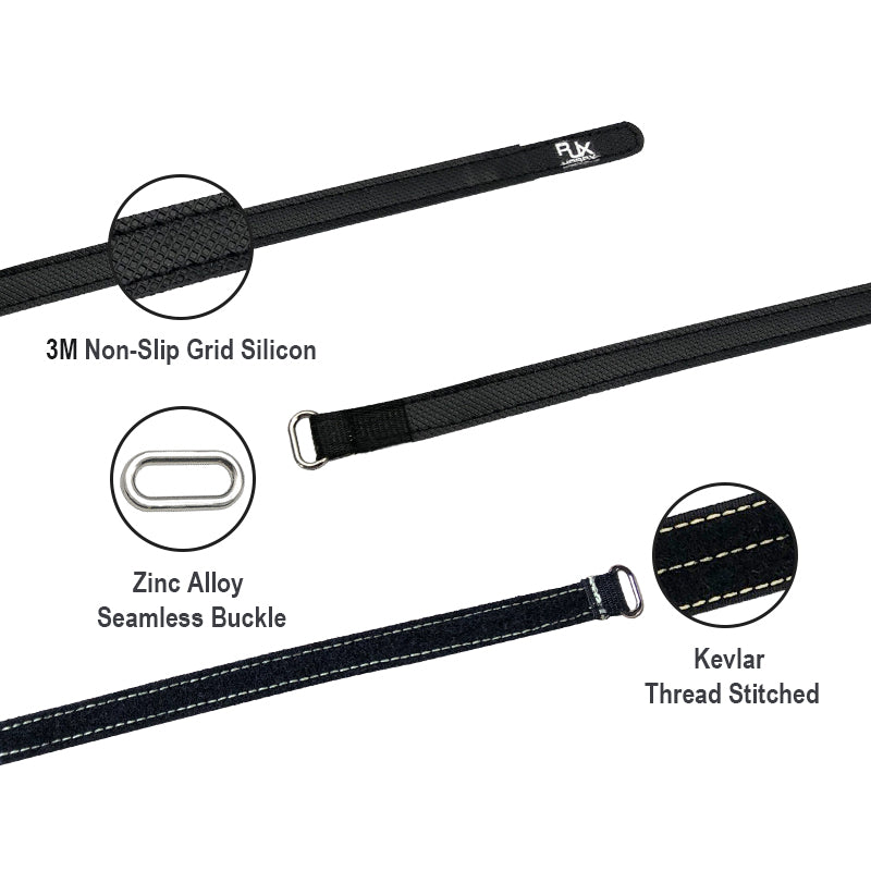 RJXHOBBY 2pcs Kevlar Battery Strap, RJXHOBBY Kevlar battery straps with zinc alloy seamless buckle, stitched edges, and 3M non-slip silicone grid