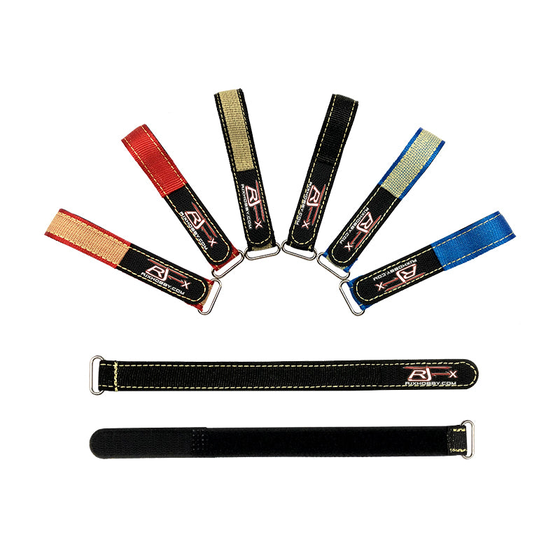 RJXHOBBY 2pcs Kevlar Battery Strap w/ Metal Buckle, 20mm Width, 150-1000mm Length (Black)