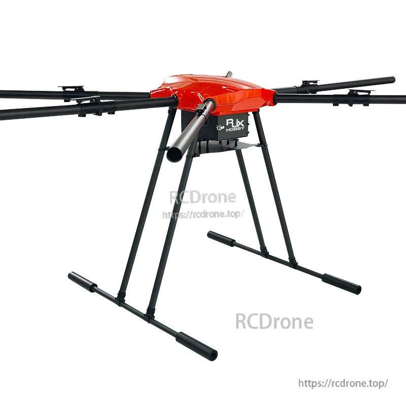 RJX2550 folding carbon fiber hexacopter frame with red center body, six arms, and tall landing gear