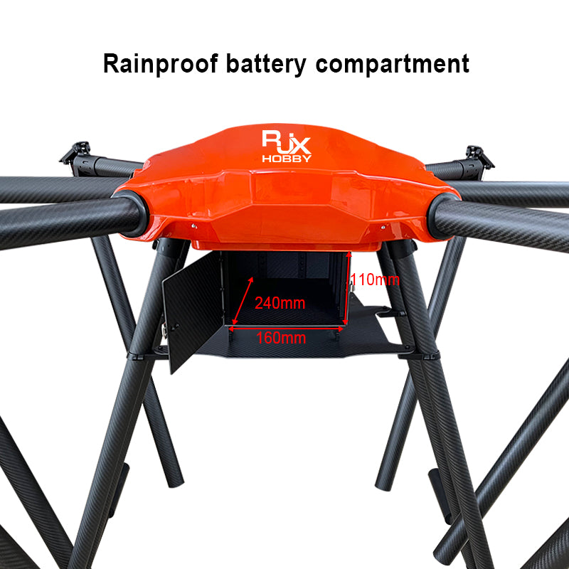 Water-resistant battery housing for 24V hobby-grade RC systems, suitable for 240x160mm RX modules.