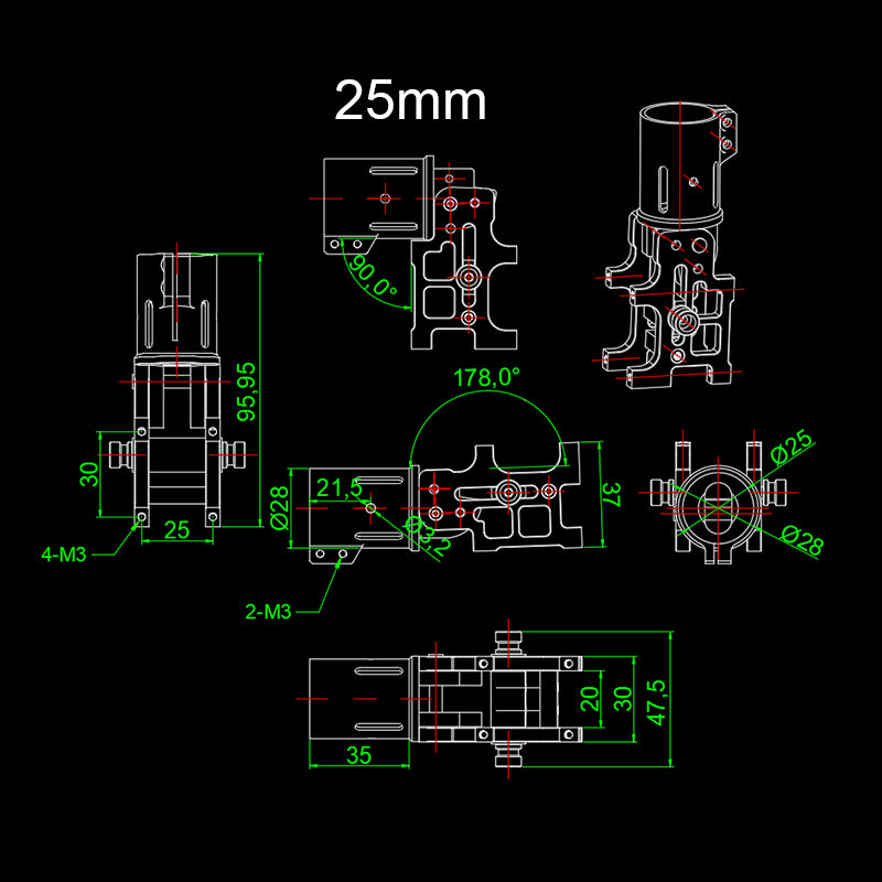 RJXHOBBY V4 5° Z30 /Z25 Folding down Arm For Dia 30mm /25mm Automatic Double screw locking & spring RC Quadcopter Drone