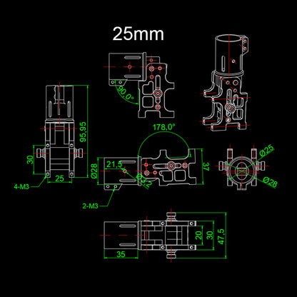 RJXHOBBY V4 5° Z30 /Z25 Folding down Arm For Dia 30mm /25mm Automatic Double screw locking & spring RC Quadcopter Drone