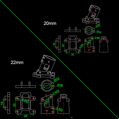 RJX 110° D16/18/20/22/25/30mm landing gear Multi axis uav parts aluminum alloy carbon tube connection foot mount fixing parts