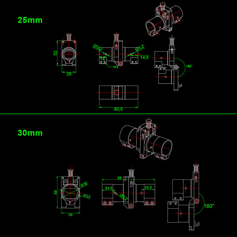 RJXHOBBY 20/25/30mm CNC Horizontal Folding Arm Tube Joint FPV System Multirotor UAV Drone Spare Parts