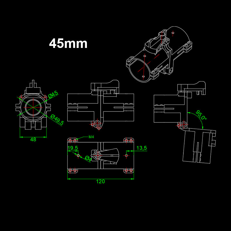 RJXHOBBY 30mm/40mm/45mm/50mm Folding Arm Carbon Tube Connector Pipe Fixture Frame Fold Piece for RC Plant Agriculture UAV Drone