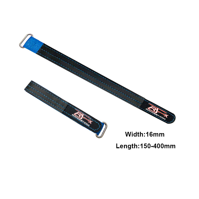 RJXHOBBY 2pcs Kevlar Battery Strap, Two RJXHOBBY Kevlar battery straps with metal buckles, 16mm wide, length range 150–400mm