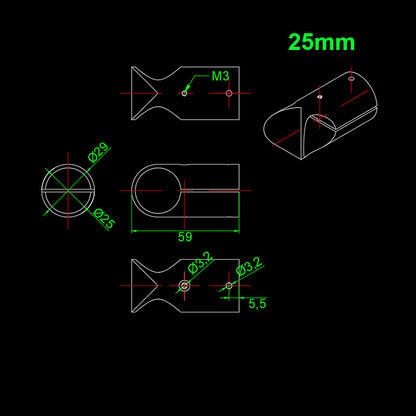 RJX 12mm/16mm/20mm/25mm/30mm Aluminum Landing Gear Tee Tripo for Carbon Fiber Tube Agriculture Drone UAV