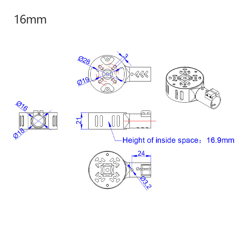 RJX 12 / 16 / 20 / 25 / 28mm Motor Mount Seat Round Design for UAV Hexacopter Multicopter Agricultural Drone