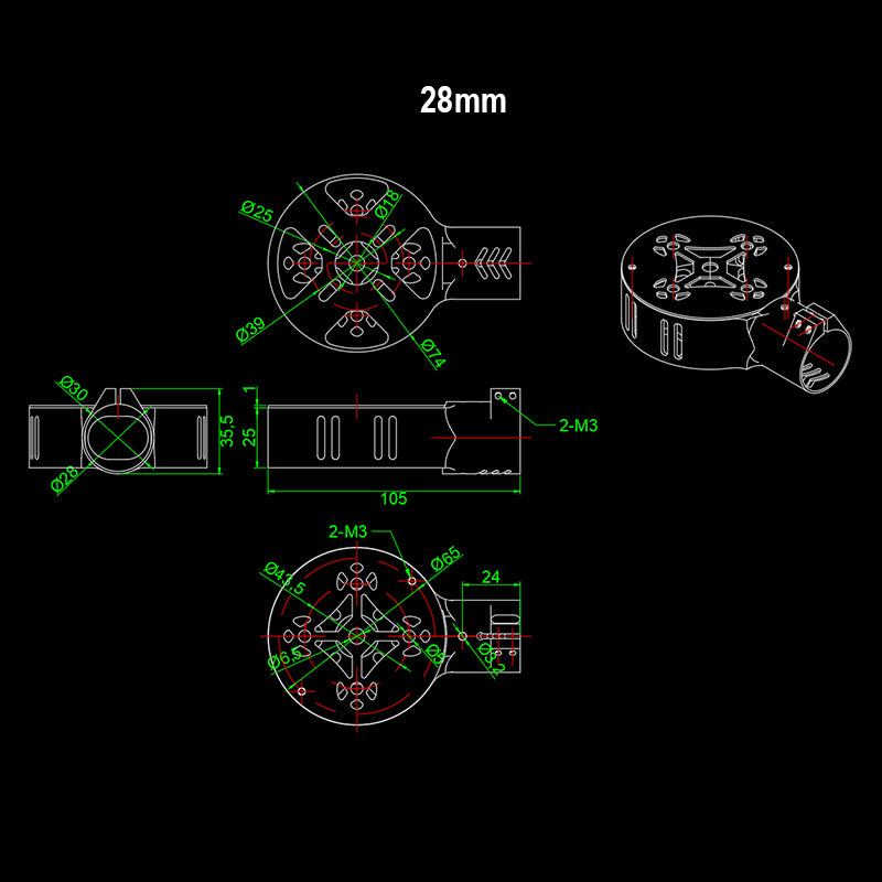 RJX 12 / 16 / 20 / 25 / 28mm Motor Mount Seat Round Design for UAV Hexacopter Multicopter Agricultural Drone