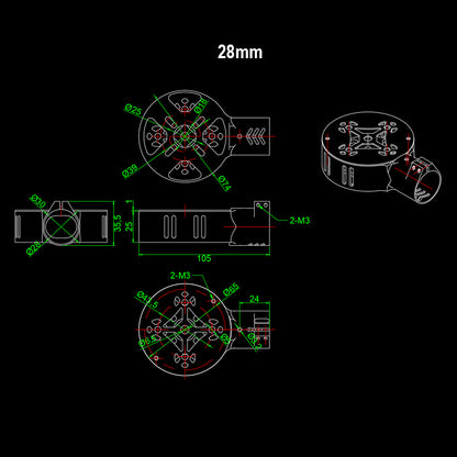 RJX 12 / 16 / 20 / 25 / 28mm Motor Mount Seat Round Design for UAV Hexacopter Multicopter Agricultural Drone