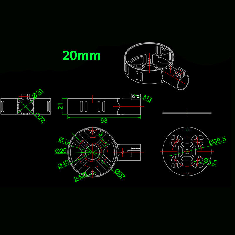 RJX 12 / 16 / 20 / 25 / 28mm Motor Mount Seat Round Design for UAV Hexacopter Multicopter Agricultural Drone