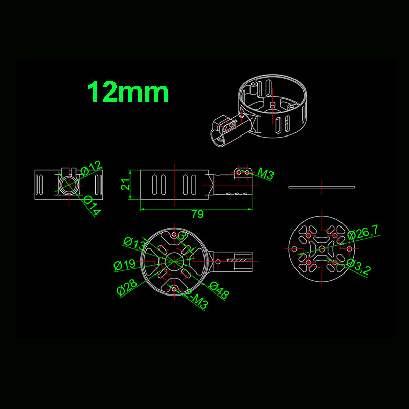 RJX 12 / 16 / 20 / 25 / 28mm Motor Mount Seat Round Design for UAV Hexacopter Multicopter Agricultural Drone