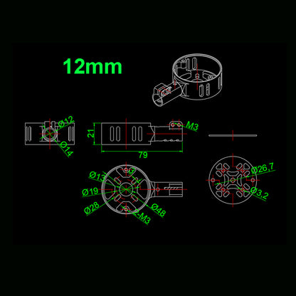 RJX 12 / 16 / 20 / 25 / 28mm Motor Mount Seat Round Design for UAV Hexacopter Multicopter Agricultural Drone